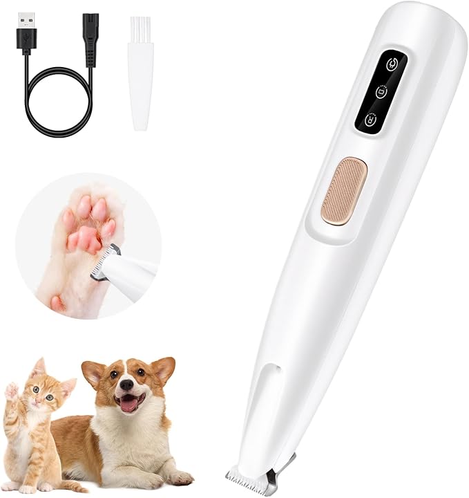 Mcbazel Pet Micro Precision Trimmer, Multifunctional Pet Hair Trimmer Waterproof Rechargeable Shaver with LED Light for Paws Eyes Ears Face Buttocks for Small Dogs and Cats,50dB Quiet Shave.