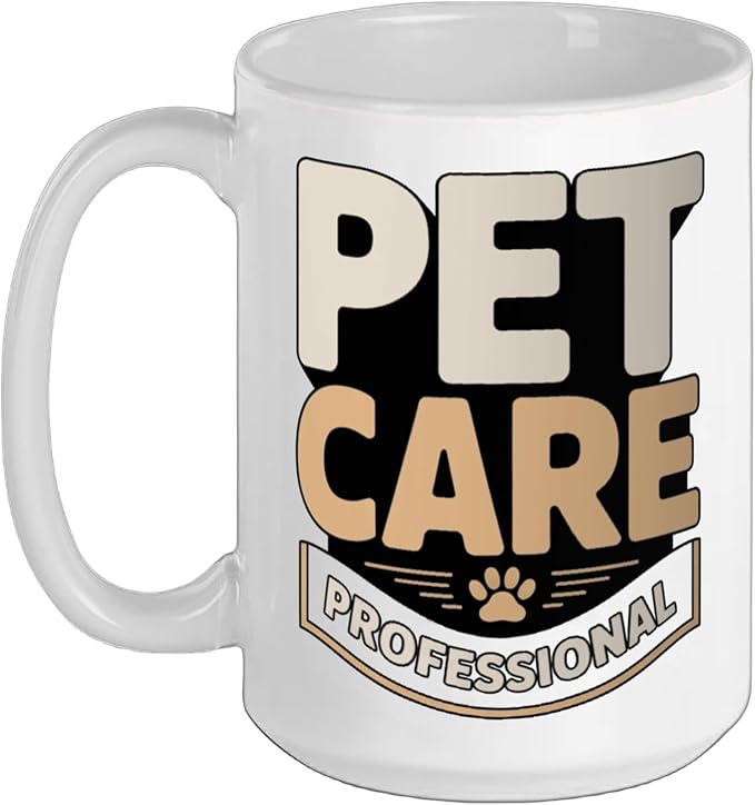 Pet Care Professional Dog Walker Cat Sitter Ceramic Mug, White, 15oz