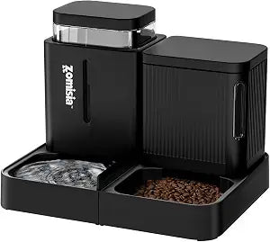 ZOMISIA Automatic Cat Feeder, Gravity Cat Food Dispenser, 0.8Gal x 2, Black