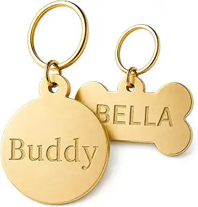 Personalized Solid Brass Dog Tag, Custom Deep Engraved Pet Tags