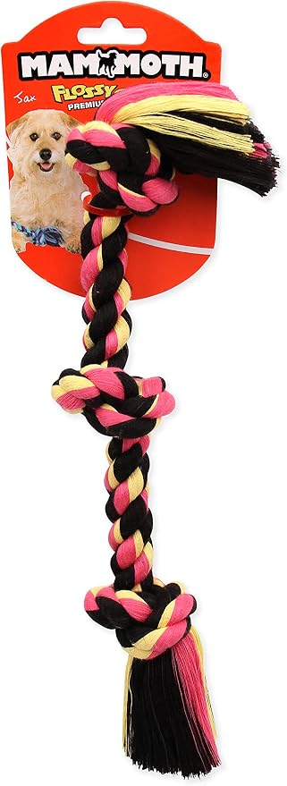 Mammoth Flossy Chews Color Rope Tug – Premium Cotton-Poly Tug Toy for Dogs – Interactive Rope– Dog Chew Toy, Assorted colors