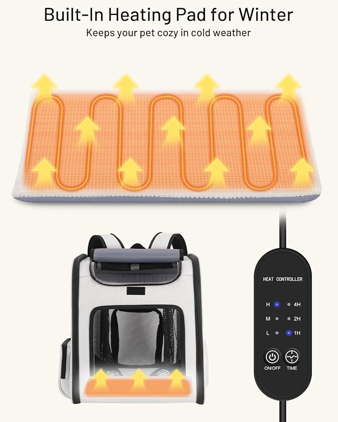 Smart Cat Backpack Carrier with Cooling Fan & Heating Pad