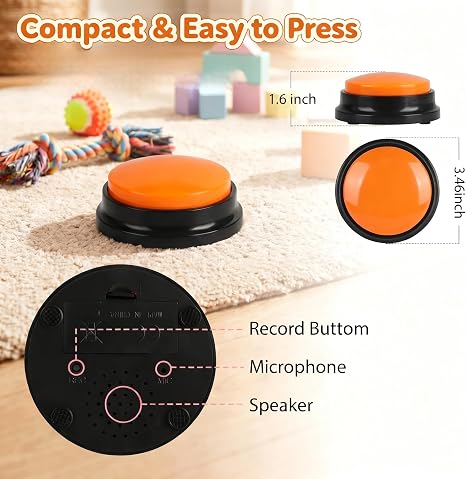 Artist Unknown 4 Color Voice Recording Button, Dog Buttons for Communication Pet Training Buzzer, 30 Second Record & Playback, Funny Gift for Study Office Home - 4 Color Packs
