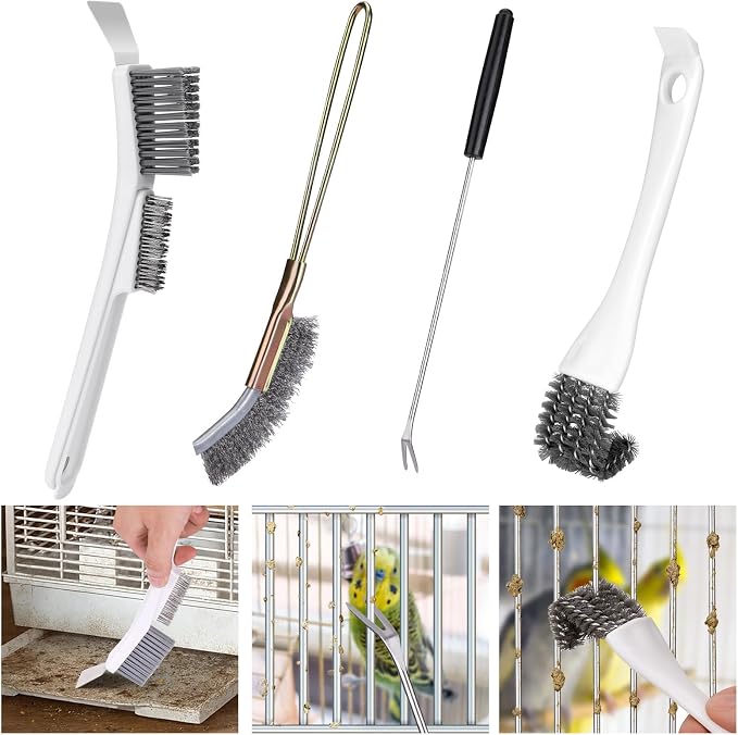 XANGNIER Bird Cage Cleaner Brush Kit Accessories,4 Pcs