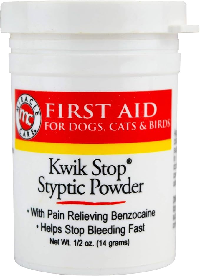 Miracle Care Kwik Stop Styptic Powder for Dogs, Cats, and Birds, 0.5 Ounce
