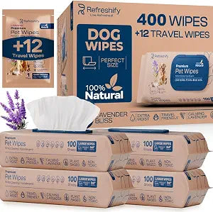 Dog Wipes for Paws and Butt (400 Ct) Plant Based Pet Wipes for Dogs & Cats