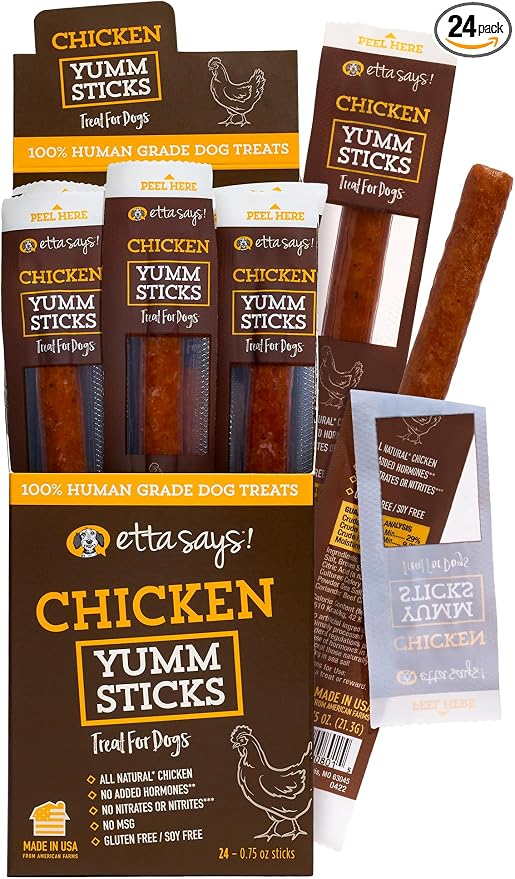 etta says! Yumm Sticks, Human-Grade Chicken Dog Treats, 24 Count, 1 Pack