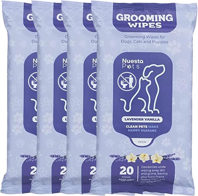 Pets XL Hypoallergenic Lavander Dog Grooming Cleaning Cloths 4 Pack