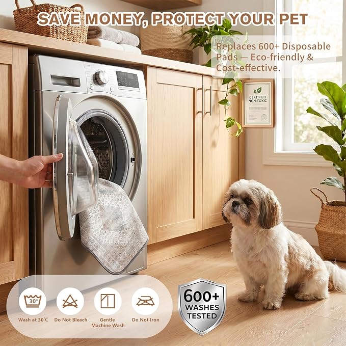 Washable Reusable Dog Pee Pads for Cats 2 Pack Waterproof Non-Slip