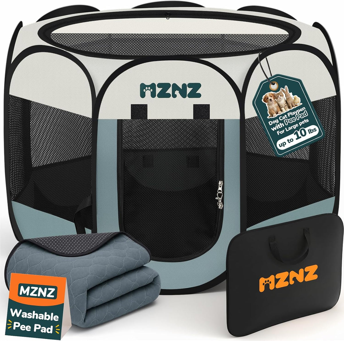 Dog Cat Small Animal Puppy Playpen Crate with Pee Pad, Small