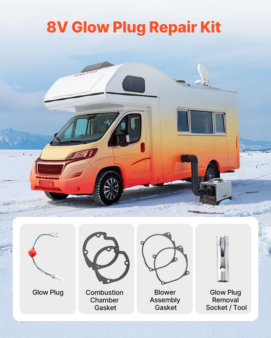 8V Glow Plug Repair Kit, Glow Plug Heater Repair Parking Heater Maintenance Kit With Atomization Mesh, Compatible With 2KW 5KW 8KW Diesel Air Heaters Models, Diesel Heaters Parts For Car Truck