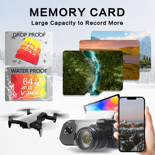 64GB Micro SD Card 3-Pack, A1-U3-V30 High Speed Memory Card, Compatible With Camera, Dash Cam, Smartphone, Tablet