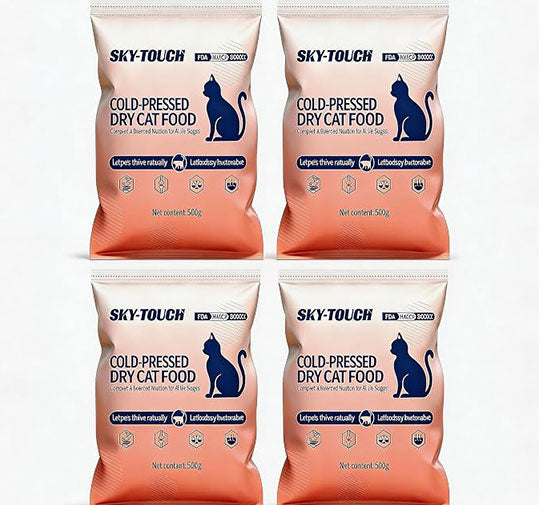 SKY-TOUCH 4 Bag Dry Cat Food 2KG, High Protein Chicken & FishFormula,Suitable For Kittens And Adult Cats Or Feed Stray Cats