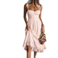 French-style Resort Slip Dress Sexy Open-back Solid Color High-waisted Figure-flattering