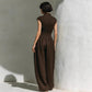 Elegant Waist-Cinching Pleated Solid-Color Designer Womens Jumpsuit