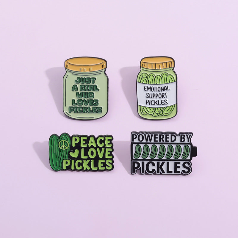 Green Versatile Brooch Vegetables Pickled Cucumber Pickles Cute Accessories Golden M Badge