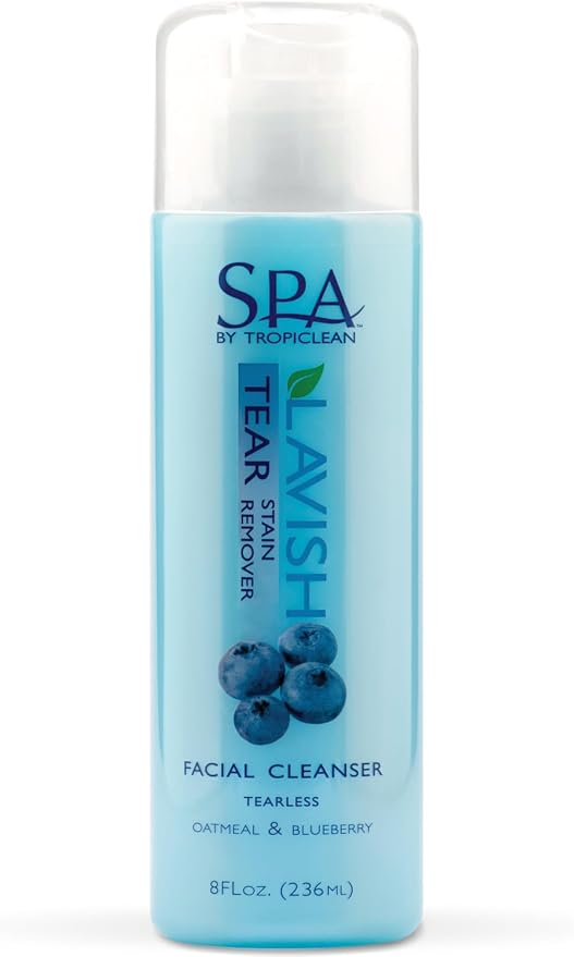 TropiClean SPA Tear Stain Remover for Dogs, Blueberry Facial Shampoo, 8oz