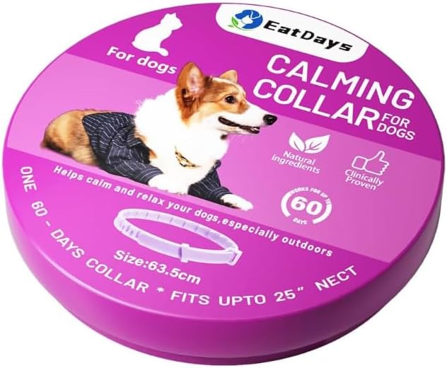 Drug-Free Pheromone Calming Collar for Dogs Anxiety Relief, Soft Adjustable for Small to Large Dogs Relief & Stress Reduction for Thunderstorms,Travel, Fireworks and Noise