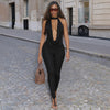 Womens Halterneck Backless Lace-Up Two-Piece Set