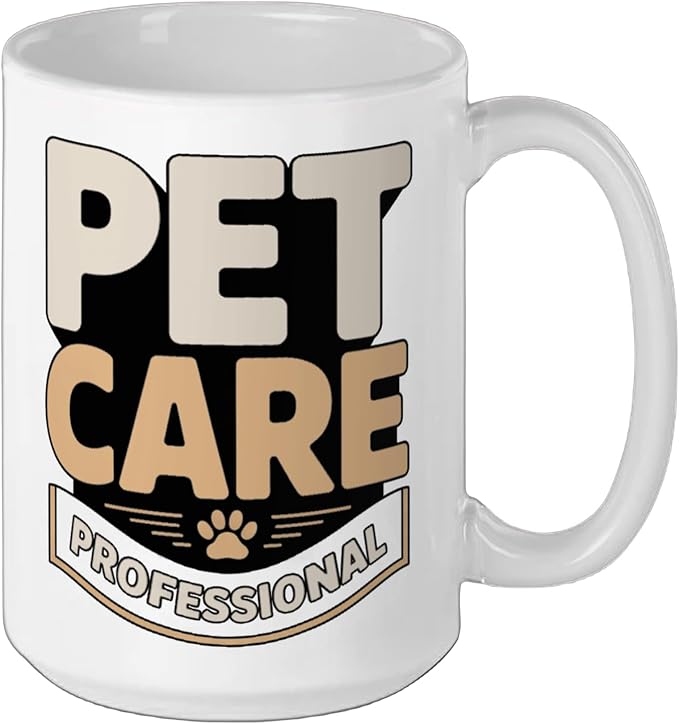 Pet Care Professional Dog Walker Cat Sitter Ceramic Mug, White, 15oz