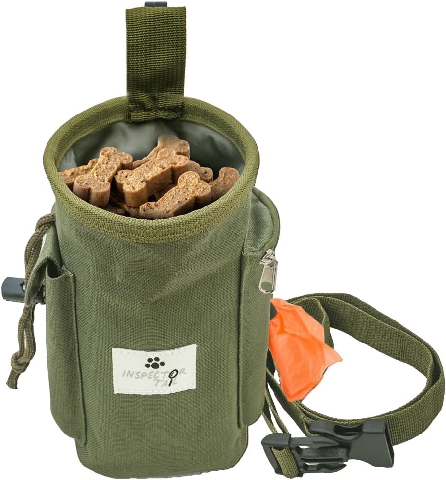 INSPECTOR TAIL Dog Treat Pouch for Training, Drawstring Bag, Hands Free