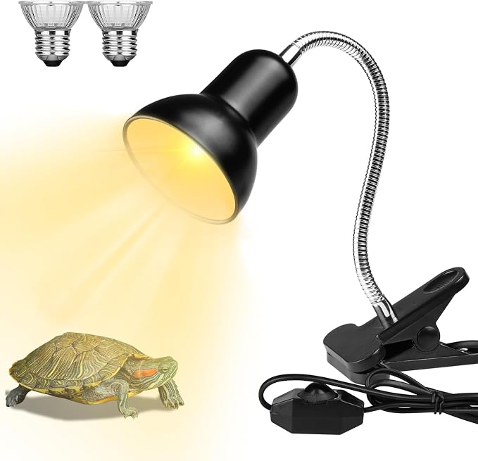 Dallfoll Reptile Heat Lamps, Turtle Lamp UVA/UVB Turtle Aquarium Tank Heating Lamps with Clamp, 360°Rotatable Basking Lamp for Reptiles Lizard Turtle