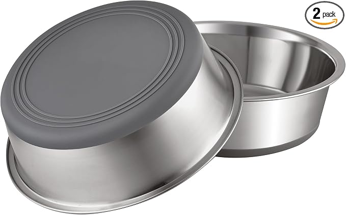 PEGGY11 Nonslip Stainless Steel Dog Cat Bowls, 2 US Cup Each, 2 Pack