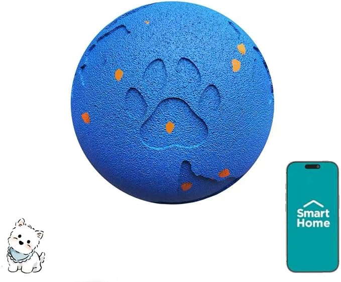 Navy Blue Orange Interactive Dog Ball with App Control, IPX7