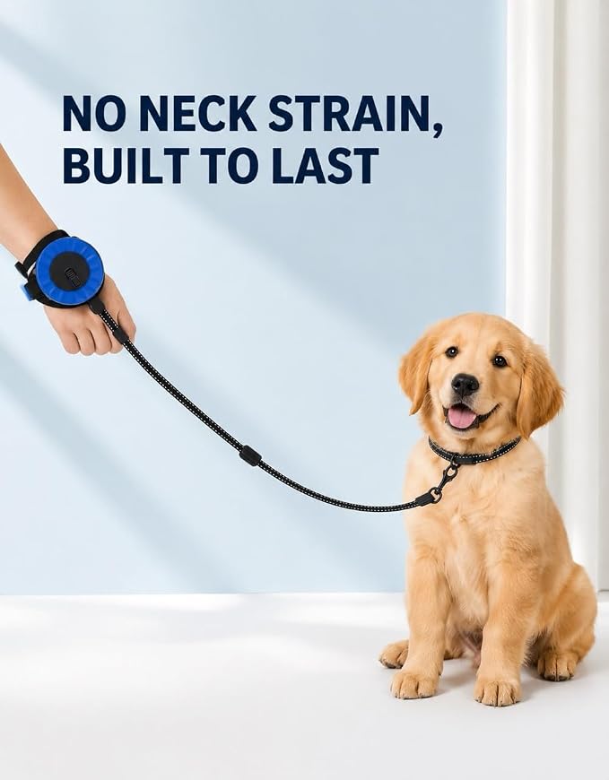 LOVN 2-in-1 Hands Free Retractable Dog Leash with Adjustable Waist Belt & Wrist Band, 13FT Extendable Strap for Small & Medium Dogs, Lazy Leash for Running Walking Jogging and Outdoor Activities