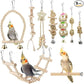 Bird Parrot Swing Toys, Chewing Standing Hanging Perch Hammock Climbing Ladder Bird Cage Toys for Budgerigar, Parakeet, Conure, Cockatiel, Mynah, Love Birds, Finches and Other Small to Medium Birds