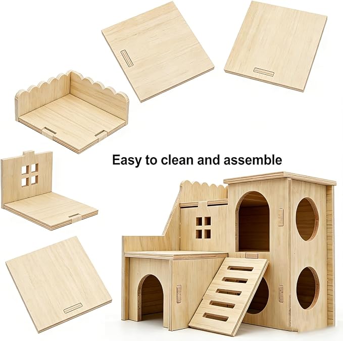 Wooden Hamster Hideout, Cage Accessories Small Pet Enrichment Toy