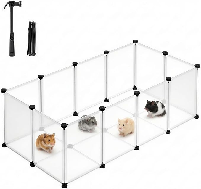 SONGMICS Pet Playpen with Floor, Small Animal Playpen