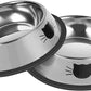 Serentive 2 Pcs Non-Slip Stainless Steel Small Cat Food Bowls - Unbreakable, Thicken 7 Oz Cat Dishes - Indoor, Removable Rubber Base, Easily Clean, Lovely Color