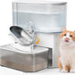 Wireless Cat Water Fountain No Filters, Wastewater Separation, FEELNEEDY Stainless Steel Bowl, 3.5L Pet Water Fountain for Cats & Dogs Dispenser, White