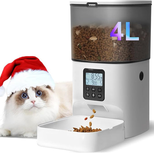 ANDOLL HOME Automatic Cat Feeder, Cat Food Dispenser with 10s Voice Recorder, Pet Feeder up to 8 Meals per Day, Timed Dog Feeder with Dry Food Sealed Ring