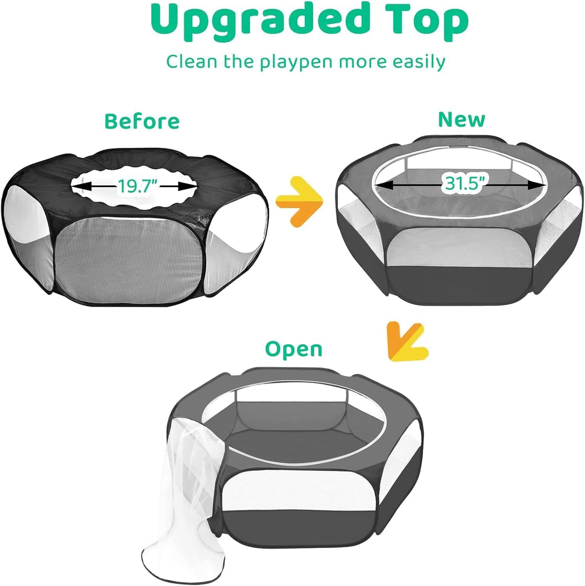 Amakunft Small Animal Pop-Up Playpen with Mesh Cover, 47'' x 23.6'' x 15'' Chicken Brooder Box, Play Pen Indoor Outdoor for Guinea Pigs, Bunny, Rabbits, Ferrets, Chinchillas, Kittens