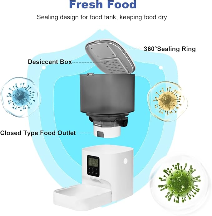 ANDOLL HOME Automatic Cat Feeder, Cat Food Dispenser with 10s Voice Recorder, Pet Feeder up to 8 Meals per Day, Timed Dog Feeder with Dry Food Sealed Ring