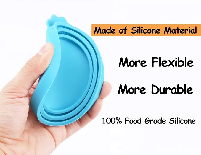 Comtim Pet Food Can Cover Silicone Can Lids for Dog and Cat Food(Universal Size,One fit 3 Standard Size Food Cans),Blue and Green