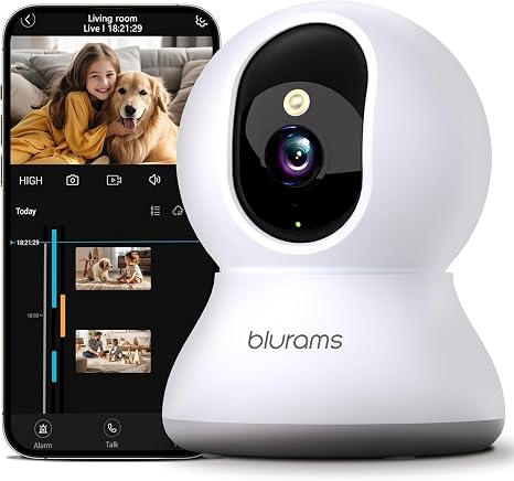 blurams Security Camera, 2K Indoor Camera 360° Pet Camera for Home Security