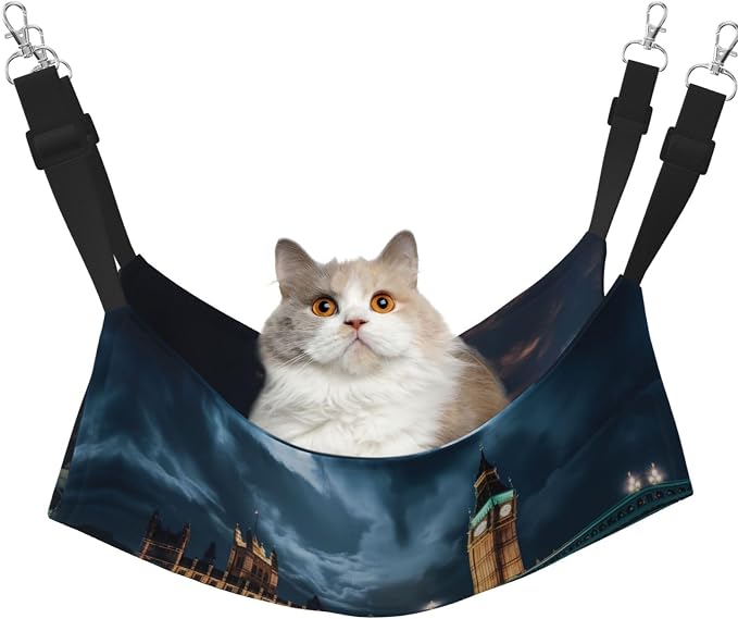 Big Ben, England Large Pattern pet Hammock - Sleeping Hammock for Cats, Ferrets, Puppies, Rabbits, Small Animals