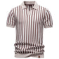Summer New Lapel Collar Fashionable Striped Short-Sleeve Shirt