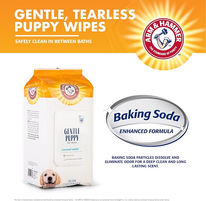 Arm & Hammer Puppy Grooming Wipes, Coconut Water, 100 Count