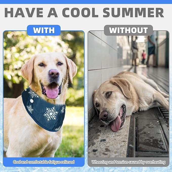 KOOLTAIL Dog Cooling Bandana, 2 Pack Instant Cooling Vest Pet Ice Scarf Adjustable, Summer Outdoor Ice Neck Cooler Towel Neck Wraps, Pet Chill Out Scarf Cooler Prevent Sunstroke in Hot Summer, Blue