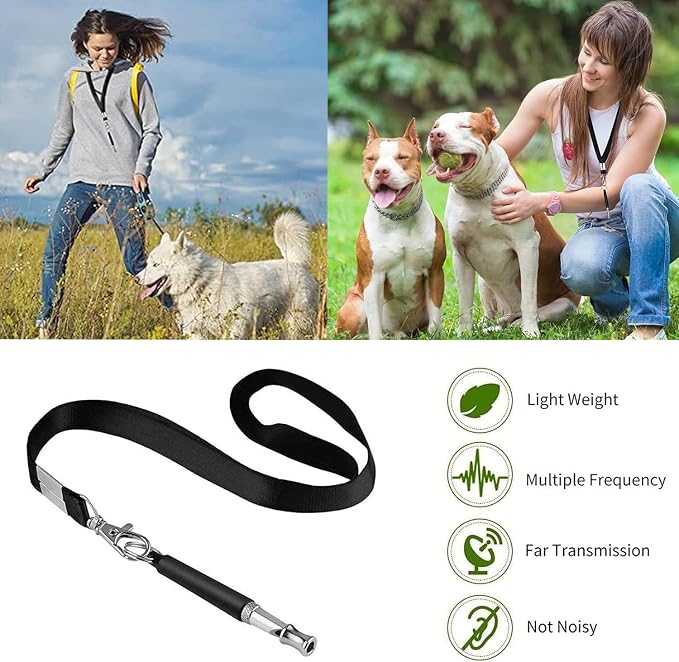 Dog Whistle, 2 PACK Ultrasonic Dog Whistle to Stop Barking Neighbors Dog, Adjustable Ultrasonic Silent Dog Whistle, Professional Recall Dog Training Whistles to Stop Barking Control Devices, Lanyard