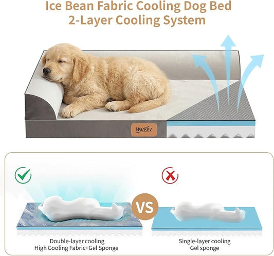 Large Dog Bed with Cooling Gel Memory Foam, Orthopedic Waterproof Pet Bed with Washable Cover & Non-Slip Bottom, Cooling Dog Couch Bed, Size: 40"*31.9 "8.1"