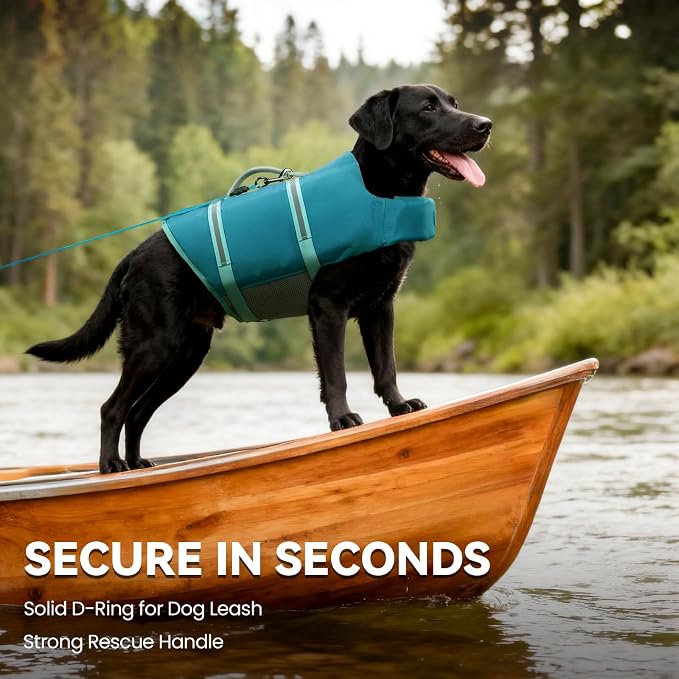 VIVAGLORY Dog Life Vest Rip Stop Dog Swim Vest, XS, Turquoise