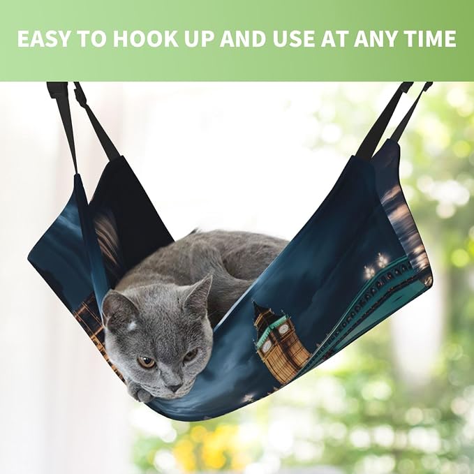 Big Ben, England Large Pattern pet Hammock - Sleeping Hammock for Cats, Ferrets, Puppies, Rabbits, Small Animals