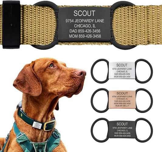 Road iD Personalized Dog Tags for Pets, Silent Name Tag for Dog Collar