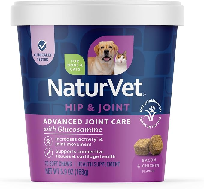 NaturVet Advanced Joint Care Supplement, Dogs & Cats, 70ct
