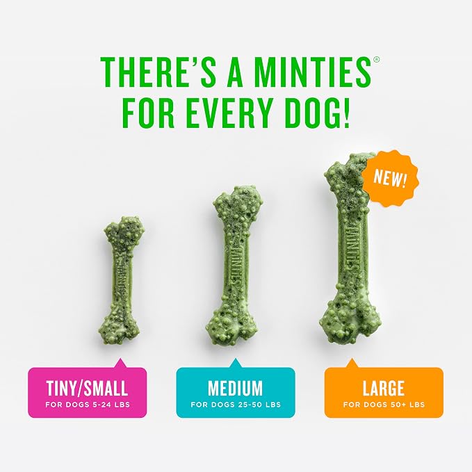 Minties Dog Dental Bone Treats, Tiny/Small 5-25 lbs, 40 Ct